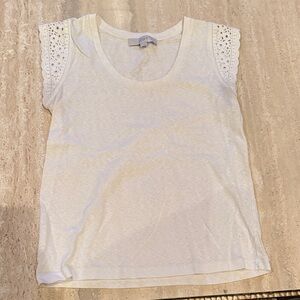 LOFT Ivory Crochet Sleeve Blouse